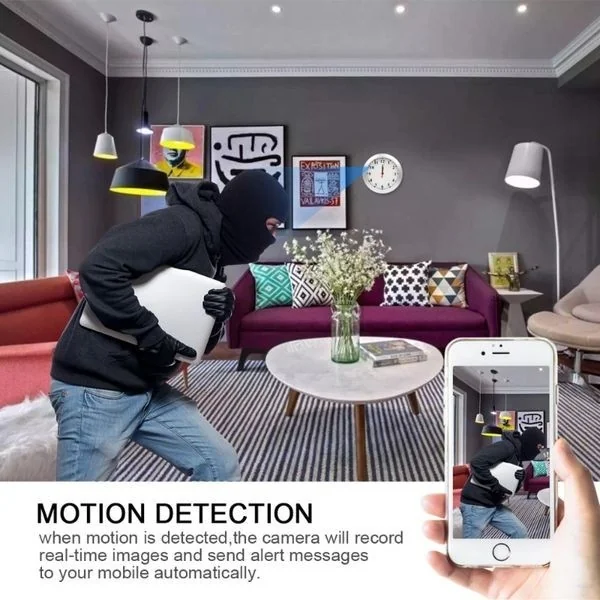 Détecteur de Fumée Caméra Espion Full HD 1080p Wifi Détection de mouvement