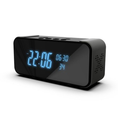 Réveil enceinte Bluetooth à caméra espion grand angle 4K vision nocturne Wifi 